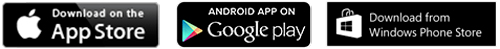 logos Appstore, Google play et Windows store